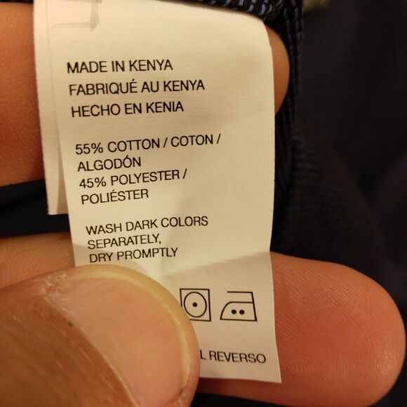 Van Heusen dress shirt mens XL Xlarge 17-17.5 blue polka dot classic fit long sl - Picture 8 of 9